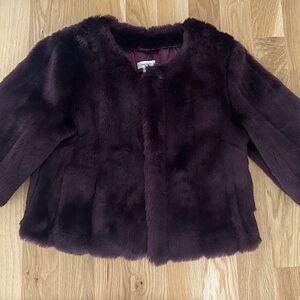 Calvin Klein Crop Faux Fur Jacket - Deep Purple